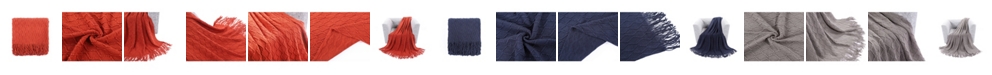 Battilo Textured Solid Soft Sofa Couch Decorative Knit Blanket